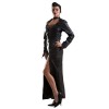 Handmade Women Real Leather Dress Gothic Gown Dress With Sexy Vampy Collar Laced Neck & Cutout